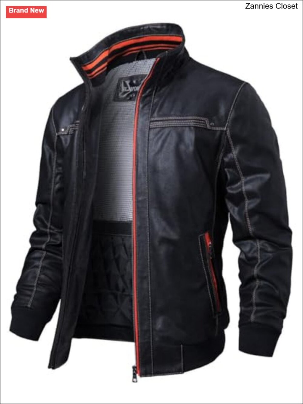 FLAVOR Men's Genuine Leather Casual Jacket Standing Collar Aviator